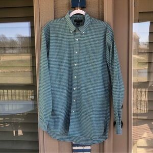 Lands' End Blue and Black Checkered Button Down Shirt 16/35 Tailored Fit